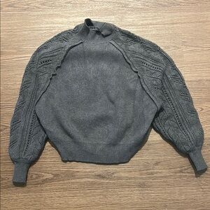 Zara Gray Cowl Neck Cable Knit Sweater